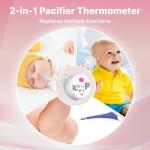 FDK Baby Pacifier Oral Thermometer, High Accuracy Digital Newborn Thermometer with LCD Display, Sick Toddler Essentials Waterproof Mouth Temperature Reader for Easy Fever Monitoring