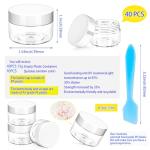 MotBach 40 Pack 15g Plastic Jars with Lids, 15ml Round Clear Cosmetic Containers Makeup Jars, Travel Size Container Jar with 10 Spatulas for Sample Lotion Cream Eyeshadow Ointment Salve Balm Powder