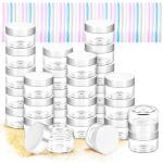MotBach 40 Pack 15g Plastic Jars with Lids, 15ml Round Clear Cosmetic Containers Makeup Jars, Travel Size Container Jar with 10 Spatulas for Sample Lotion Cream Eyeshadow Ointment Salve Balm Powder