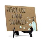 Signs ByLITA Please Use Hand Sanitizer, Hygiene Table Sign, 6" x 8" (Tan)
