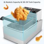 Deep Fryer with Basket 10L/12.7QT 1700W Electric Deep Fryers 0.7mm Thickened Stainless Steel Countertop Oil Fryer Large Capacity for Home and Commercial Use with Temperature Limiter (6L)