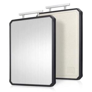 NCUE Cutting Boards for Kitchen, Double-Sided 304 Stainless Steel Cutting Board and Wheat Straw PP, for Meat and Vegetables, Thickened Non-Slip Non Toxic Chopping Board, Dishwasher Safe, 16.5"×11"