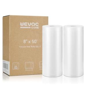 Wevac Vacuum Sealer Bags 8x50 Rolls 2 pack for Food Saver, Seal a Meal, Weston. Commercial Grade, BPA Free, Heavy Duty, Great for vac storage, Meal Prep or Sous Vide
