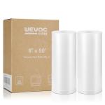Wevac Vacuum Sealer Bags 8x50 Rolls 2 pack for Food Saver, Seal a Meal, Weston. Commercial Grade, BPA Free, Heavy Duty, Great for vac storage, Meal Prep or Sous Vide