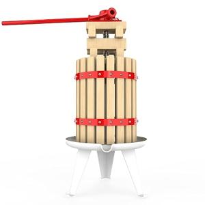 EJWOX 1.6 Gallon Fruit and Wine Press, Manual Cider Juice Maker with Solid Beech Wood Basket & Heavy-Duty Stand for Apples, Grapes, Berries