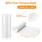 Wevac Vacuum Sealer Bags 8x50 Rolls 2 pack for Food Saver, Seal a Meal, Weston. Commercial Grade, BPA Free, Heavy Duty, Great for vac storage, Meal Prep or Sous Vide