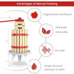 EJWOX 1.6 Gallon Fruit and Wine Press, Manual Cider Juice Maker with Solid Beech Wood Basket & Heavy-Duty Stand for Apples, Grapes, Berries