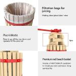 EJWOX 1.6 Gallon Fruit and Wine Press, Manual Cider Juice Maker with Solid Beech Wood Basket & Heavy-Duty Stand for Apples, Grapes, Berries