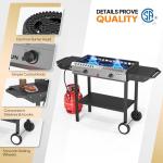 ROVSUN 2 Burner Propane Stove with Auto Ignition, 150,000 BTU Gas Stove with Side Shelves, Rolling Wheels & Regulator for Home Outdoor Backyard Camping Cooking Frying Brewing Canning