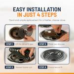 Electric Stove Drip Pans Set of 4 (2 x 6-Inch & 2 x 8-Inch) Replacement Chrome Drip Pans for Electric Stove Compatible with Frigidaire, Kenmore, Tappan & More - Stove Burner Drip Pan Replacements