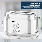 Frigidaire ETO102-WHITE, 2 Slice Toaster, Retro Style, Wide Slot for Bread, English Muffins, Croissants, and Bagels, 5 Adjustable Toast Settings, Cancel and Defrost, 900w, White