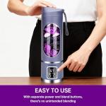 Undoria Portable Blender Cordless for Shakes and Smoothies,12 Blades USB Rechargeable Small Blender,16 oz Personal for Ice and Frozen Fruit,Compact and Easy to Clean,Ideal for Home and Travel (Purple)