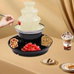 1lb Chocolate Fountain Machine, 3-Tier Stainless Steel Electric Fondue Fountain with Fruit Plate & 6 Forks, for Parties Weddings Events, 120V 40W, US Plug (Black)