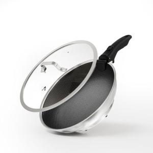 AEWHALE Stainless Steel Electric Skillet-12 inch Non Stick Frying Pan with Lid and Detachable Handle,Adjustable Temperature Control Knob & Dishwasher-Friendly,Oven-Safe