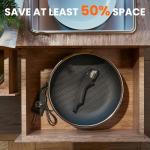 AEWHALE Stainless Steel Electric Skillet-12 inch Non Stick Frying Pan with Lid and Detachable Handle,Adjustable Temperature Control Knob & Dishwasher-Friendly,Oven-Safe