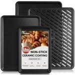 4 Pack Baking Sheet Pan with Cooling Rack, 0.8mm Thick Nonstick Cookie Sheets for Oven, Half/Quarter/Jelly Roll Pans for Oven, Heavy Duty Baking Trays for Oven with Diamond Texture