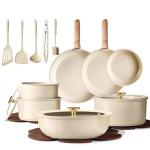 CAROTE 23PCS Pots and Pans set Non Stick, Ceramic Cookware Set, RV Kitchen Cooking Set Removable Handles, Oven Safe, Induction Coolware, Non-toxic Kitchen Cooking Set, PFAS and PFOA Free