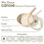 CAROTE 23PCS Pots and Pans set Non Stick, Ceramic Cookware Set, RV Kitchen Cooking Set Removable Handles, Oven Safe, Induction Coolware, Non-toxic Kitchen Cooking Set, PFAS and PFOA Free