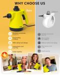 Steam Cleaner - Handheld Steam Cleaner with 12Pcs Accessories & Safety Lock, Pressurized Handheld Steam Cleaner for Home, Tile, Windows, Bathrooms, Kitchens, Grease, Car, Yellow