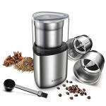 SHARDOR Electric Coffee Grinder Herb Blade Grinder Spices Grinder with 2 Removable Stainless Steel Bowls, Silver