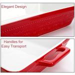 Hacaroa 3 Pack Ceramic Baking Dishes, Rectangular Bakeware with Handles, Elegant Casserole Dish Set Lasagna Pan, Baking Pans Set for Oven, Cooking, Banquet and Daily Use, Red, 3 Sizes