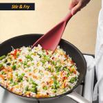 Silicone Spatula Spoon, Great for Both Cooking and Serving Durable BPA-Free Matte Black Silicone, Seamless Design, Safe for Nonstick Cooking Surfaces, 2-Pcs, Red