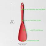 Silicone Spatula Spoon, Great for Both Cooking and Serving Durable BPA-Free Matte Black Silicone, Seamless Design, Safe for Nonstick Cooking Surfaces, 2-Pcs, Red