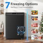 4.2 Cu.Ft Upright Deep Freezer, LifePlus Small Chest Freezer with 7-Temp Settings, Removable Basket & Smooth-Roll Wheels, Ultra Quiet, Energy Saving for Apartments, Garages, Offices, Kitchens,Balck