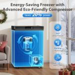 4.2 Cu.Ft Upright Deep Freezer, LifePlus Small Chest Freezer with 7-Temp Settings, Removable Basket & Smooth-Roll Wheels, Ultra Quiet, Energy Saving for Apartments, Garages, Offices, Kitchens,Balck