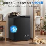 4.2 Cu.Ft Upright Deep Freezer, LifePlus Small Chest Freezer with 7-Temp Settings, Removable Basket & Smooth-Roll Wheels, Ultra Quiet, Energy Saving for Apartments, Garages, Offices, Kitchens,Balck