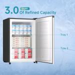 BANGSON 3.0 Cu.ft Compact Upright Freezer, Energy-Saving Mini Freezer with Adjustable Thermostat, Removable Shelves, Reversible Door, Ideal for Garage/Dorm/Office/Apartment, Silver