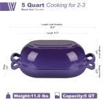VORRINGARD Enameled Cast Iron Sourdough Bread Oven, Dutch Oven, Loaf Cast Iron Bread Pan for Homemade Bread Baking, Meatloaf Pan with Lid, 5QT, Purple