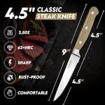 Freelander Serrated Steak Knives Set of 4, 4.5" Japanese High Carbon Stainless Steel Steak Knife Set with Wood Handle, Japanese Sharp Full Tang Dinner Knives for Table,Christmas Gifts for Men Women