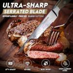 Freelander Serrated Steak Knives Set of 4, 4.5" Japanese High Carbon Stainless Steel Steak Knife Set with Wood Handle, Japanese Sharp Full Tang Dinner Knives for Table,Christmas Gifts for Men Women