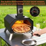 Pizza Oven Outdoor 12" Portable Pellet Pizza Ovens Wood Fired Stainless Steel Pizza Oven for Backyard or Outside Camping With a Thermometer and a Cutter