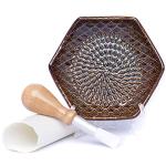 The Grate Plate 3 Piece Handmade Ceramic Garlic Grater Set - Grater, Peeler, Brush