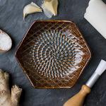 The Grate Plate 3 Piece Handmade Ceramic Garlic Grater Set - Grater, Peeler, Brush