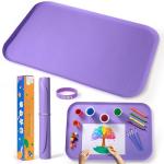 Silicone Art Mats for Kids, 24"x16" Silicone Craft Mat with Lip to Keep Clean, Play Sand, Painting, DIY Crafts Mat for Kids (Purple)