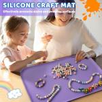 Silicone Art Mats for Kids, 24"x16" Silicone Craft Mat with Lip to Keep Clean, Play Sand, Painting, DIY Crafts Mat for Kids (Purple)