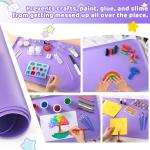 Silicone Art Mats for Kids, 24"x16" Silicone Craft Mat with Lip to Keep Clean, Play Sand, Painting, DIY Crafts Mat for Kids (Purple)