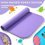Silicone Art Mats for Kids, 24"x16" Silicone Craft Mat with Lip to Keep Clean, Play Sand, Painting, DIY Crafts Mat for Kids (Purple)