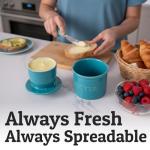 PriorityChef French Butter Crock with Lid, Keep Butter Spreadable & Fresh, Butter Keeper to Leave On Counter, French Butter Dish Perfect for Bread and Toast, Ideal Kitchen Gift, Turquoise