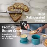 PriorityChef French Butter Crock with Lid, Keep Butter Spreadable & Fresh, Butter Keeper to Leave On Counter, French Butter Dish Perfect for Bread and Toast, Ideal Kitchen Gift, Turquoise