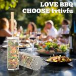 ivtivfu Rolling Grill Basket, Removable Wooden Handle, 304 Stainless Steel, Nesting Grilling Tools, Smoker BBQ Accessories for Vegetable, Outdoor Cooking Camping, Birthday Gifts for Men Dad Husband