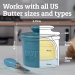 PriorityChef French Butter Crock with Lid, Keep Butter Spreadable & Fresh, Butter Keeper to Leave On Counter, French Butter Dish Perfect for Bread and Toast, Ideal Kitchen Gift, Turquoise