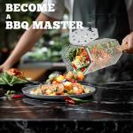 ivtivfu Rolling Grill Basket, Removable Wooden Handle, 304 Stainless Steel, Nesting Grilling Tools, Smoker BBQ Accessories for Vegetable, Outdoor Cooking Camping, Birthday Gifts for Men Dad Husband