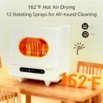 Portable Countertop Dishwasher, 5 Wash Programs Automatic Water Absorption, Mini Dishwasher with 1.5-Meter Inlet/Outlet Hoses,Connect the Faucet,162℉ High-Temp & Drying for Apartments, Dorms, Rvs (A)