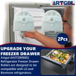 2pcs AHJ72909001 Refrigerator Freezer Drawer Roller for LG/Kenmore, Replaces AHJ73329901 AP4671331, Compatible with PS3532772 EAP3532772, Drawer Rollers for LG Bottom Mount & Freezer Refrigerators