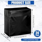 Feifeiya 24 Pcak Trash Compactor Bags for 15" Wide Models Black Heavy Duty Garbage Compactor Bag Leak-proof Kitchen Trash Bags with 100 Pcs Twist Ties 2.4 Mil Tear Resistant, Extra Strong Liner