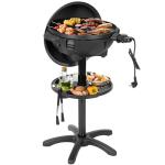 QPMR Electric Grill Outdoor/Indoor,Portable BBQ Grill with Nonstick Surface,200 Square Inches Indoor Electric Barburcue Grill with Adjustable Heat,Stand/Tabletop,for Patio/Yard/Home(Black)